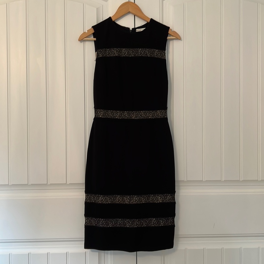 Alice + Olivia black dress with lace detailing